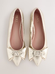 Gold Forever Comfort® Point Toe Bow Ballerinas - Image 1 of 5