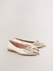 Gold Forever Comfort® Point Toe Bow Ballerinas - Image 2 of 5