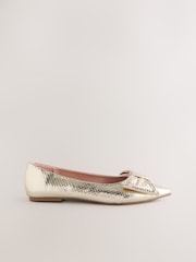 Gold Forever Comfort® Point Toe Bow Ballerinas - Image 3 of 5