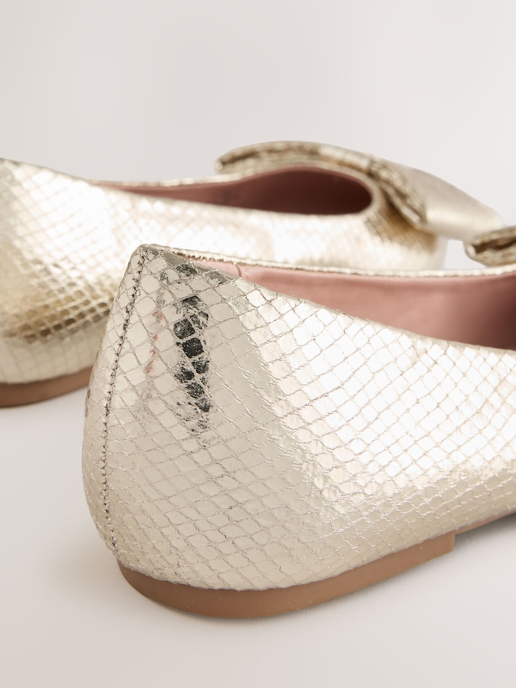 Gold Forever Comfort® Point Toe Bow Ballerinas - Image 5 of 5