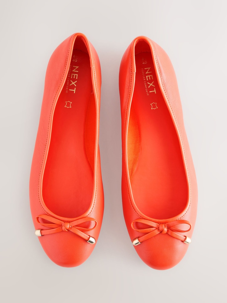 Orange Forever Comfort® Round Toe Leather Ballerina Shoes - Image 1 of 5