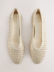 Gold Forever Comfort® Round Toe Weave Ballerinas - Image 1 of 11