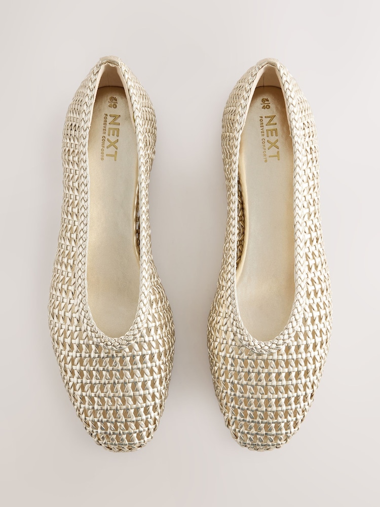 Gold Forever Comfort® Round Toe Weave Ballerinas - Image 1 of 11