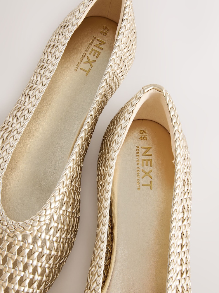 Gold Forever Comfort® Round Toe Weave Ballerinas - Image 11 of 11