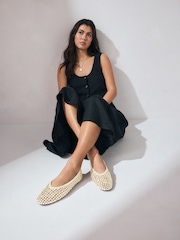 Gold Forever Comfort® Round Toe Weave Ballerinas - Image 3 of 11