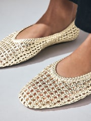 Gold Forever Comfort® Round Toe Weave Ballerinas - Image 6 of 11