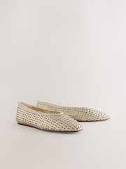 Gold Forever Comfort® Round Toe Weave Ballerinas - Image 7 of 11