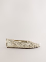 Gold Forever Comfort® Round Toe Weave Ballerinas - Image 8 of 11
