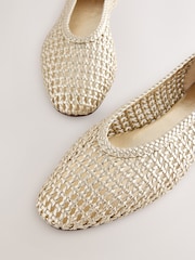 Gold Forever Comfort® Round Toe Weave Ballerinas - Image 9 of 11
