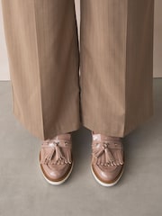 Taupe Standard/Wide Fit Forever Comfort® Chunky Patent Tassel Detail Loafers - Image 3 of 9