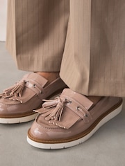 Taupe Standard/Wide Fit Forever Comfort® Chunky Patent Tassel Detail Loafers - Image 4 of 9