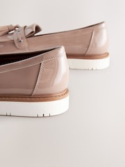 Taupe Standard/Wide Fit Forever Comfort® Chunky Patent Tassel Detail Loafers - Image 8 of 9