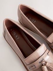 Taupe Standard/Wide Fit Forever Comfort® Chunky Patent Tassel Detail Loafers - Image 9 of 9