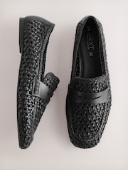 Black Forever Comfort® Leather Square Toe Weave Loafers - Image 1 of 9
