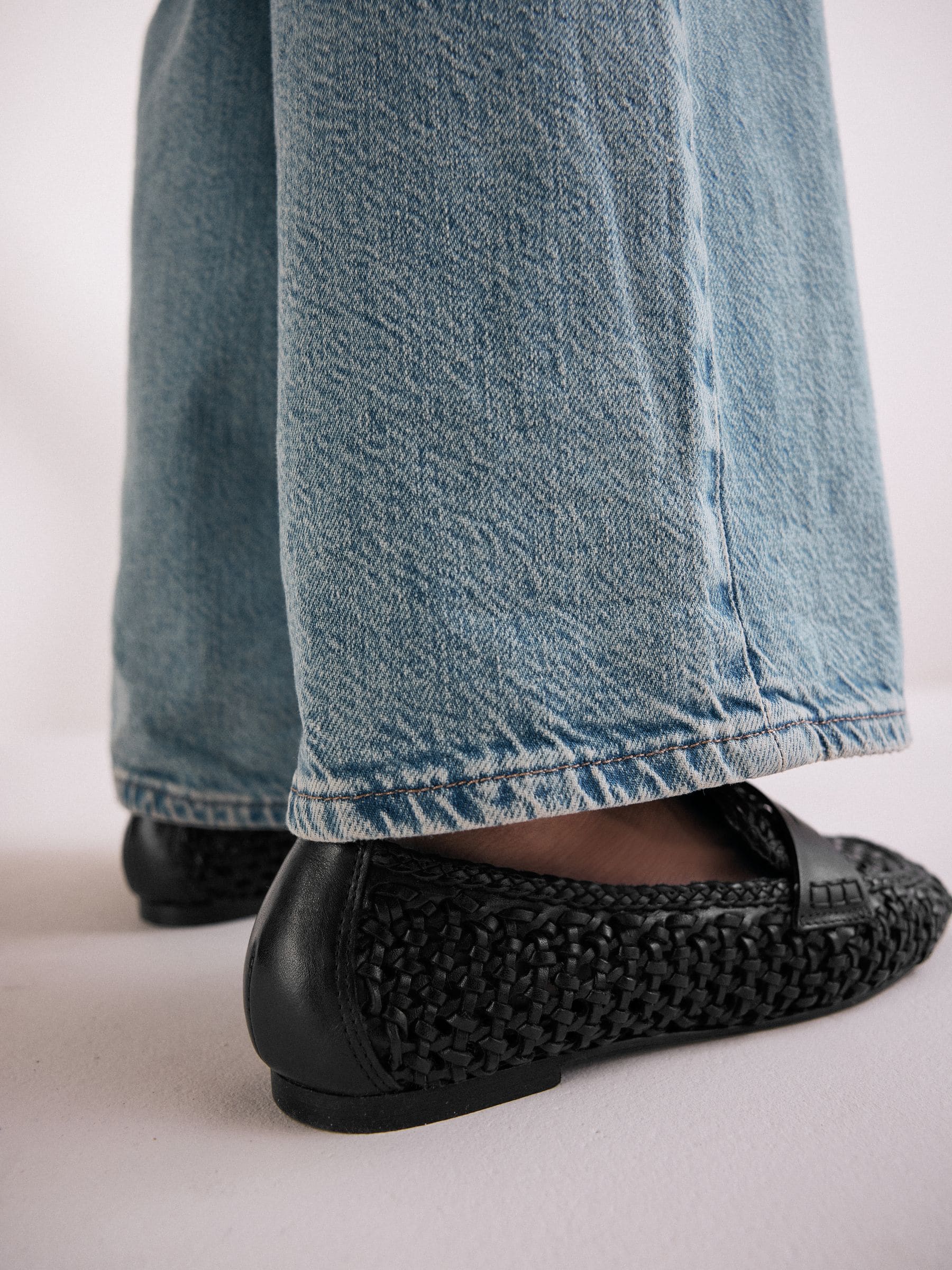 Buy Black Forever Comfort® Leather Square Toe Weave Loafers