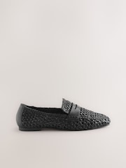 Black Forever Comfort® Leather Square Toe Weave Loafers - Image 6 of 9