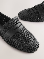 Black Forever Comfort® Leather Square Toe Weave Loafers - Image 8 of 9
