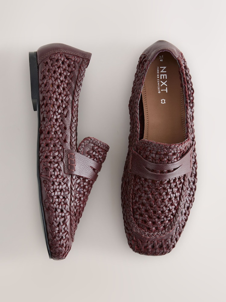 Вино - Кожаные лоферы с квадратным носком Forever Comfort® - Image 1 of 6