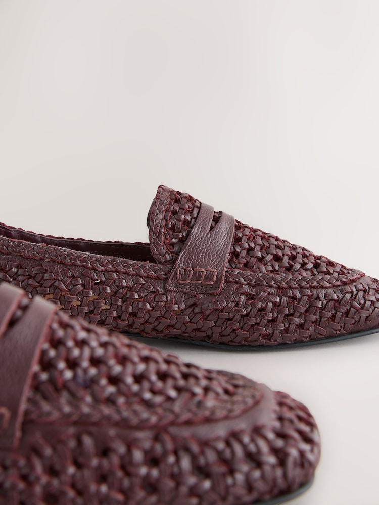 Wine Forever Comfort® Leather Square Toe Weave Loafers - Image 5 of 6