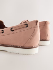 Blush Pink Forever Comfort® Leather Round Toe Lace Up Boat Shoes - Image 10 of 11