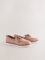 Blush Pink Forever Comfort® Leather Round Toe Lace Up Boat Shoes - Image 7 of 11