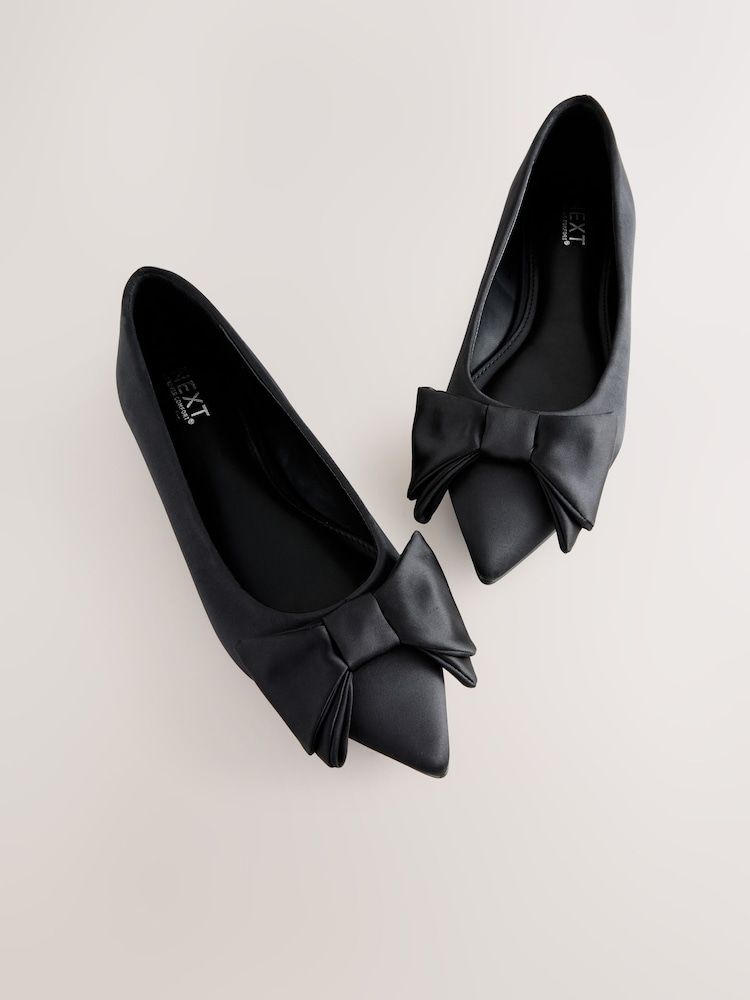 Black Forever Comfort® Point Toe Bow Ballerinas - Image 4 of 5