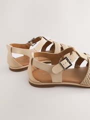 Neutral Forever Comfort® Leather Round Closed Toe Weave Detail Fisherman Sandals - Image 7 of 8