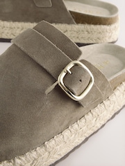 Khaki Green Forever Comfort® Leather Round Toe Espadrille Chunky Clogs - Image 7 of 8
