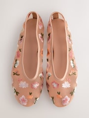 Blush Nude Forever Comfort® Embroidered Mesh Ballerinas - Image 1 of 9