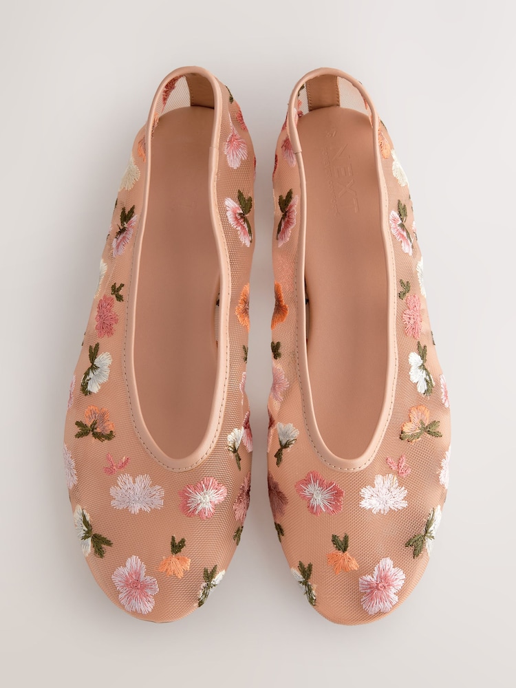 Blush Nude Forever Comfort® Embroidered Mesh Ballerinas - Image 1 of 9
