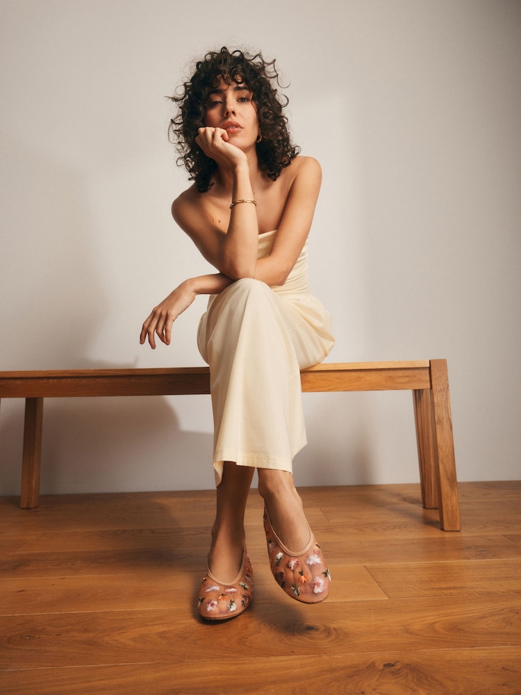 Blush Nude Forever Comfort® Embroidered Mesh Ballerinas - Image 3 of 9
