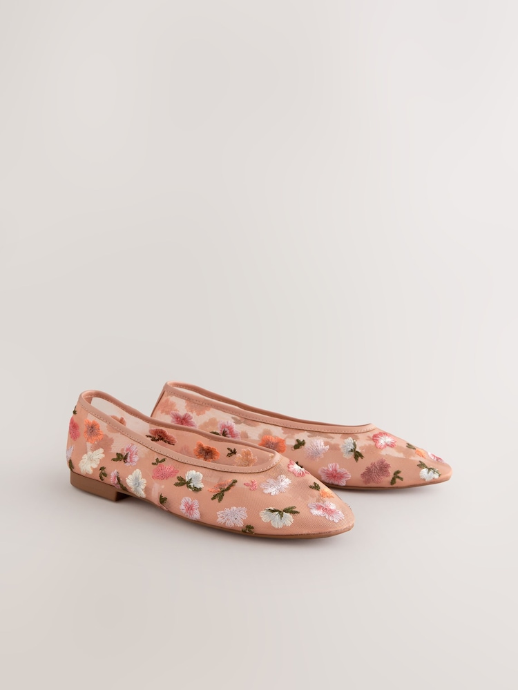 Blush Nude Forever Comfort® Embroidered Mesh Ballerinas - Image 7 of 9
