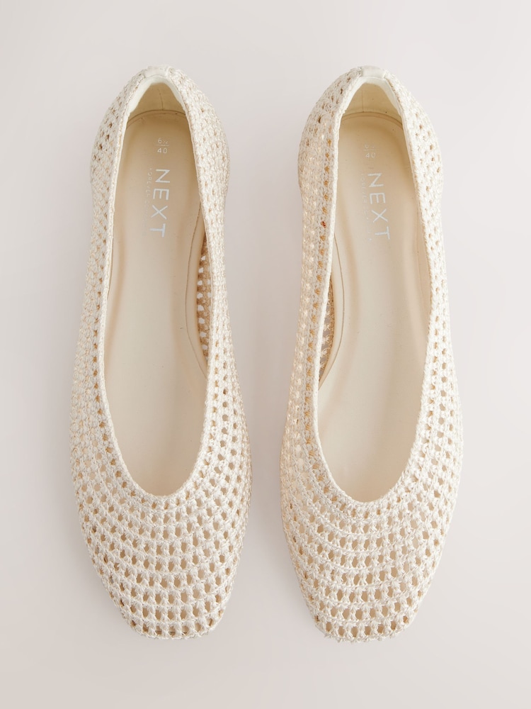 Neutral Forever Comfort® Square Toe Crochet Ballerinas - Image 1 of 9