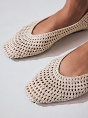 Neutral Forever Comfort® Square Toe Crochet Ballerinas - Image 5 of 9