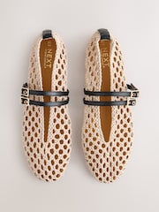 Natural Forever Comfort® Round Toe Weave Double Mary Jane Shoes - Image 1 of 10