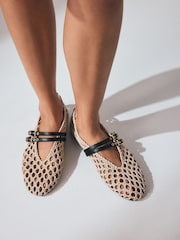 Natural Forever Comfort® Round Toe Weave Double Mary Jane Shoes - Image 5 of 10