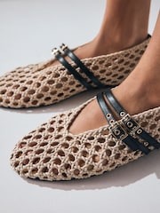 Natural Forever Comfort® Round Toe Weave Double Mary Jane Shoes - Image 6 of 10