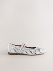 Silver Forever Comfort® Leather Square Toe Weave Double Mary Jane Shoes - Image 6 of 9