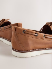 Tan Brown Forever Comfort® Leather Round Toe Lace Up Boat Shoes - Image 5 of 6