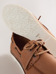 Tan Brown Forever Comfort® Leather Round Toe Lace Up Boat Shoes - Image 6 of 6