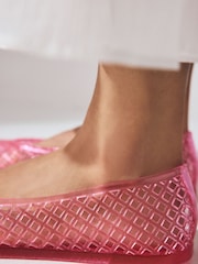 Pink Round Toe Jelly Ballerinas - Image 4 of 10