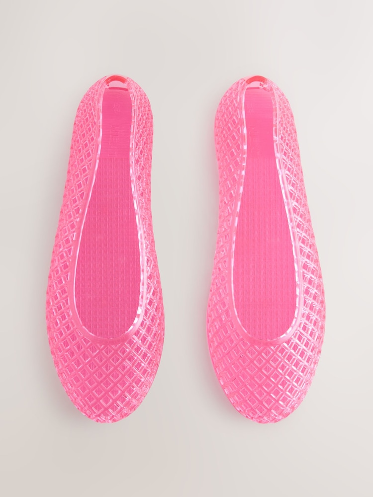 Pink Round Toe Jelly Ballerinas - Image 5 of 10