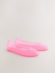 Pink Round Toe Jelly Ballerinas - Image 6 of 10