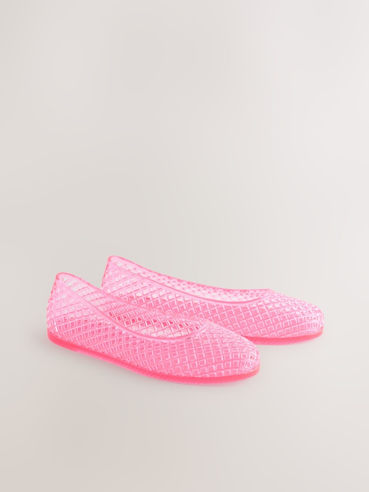 Pink Round Toe Jelly Ballerinas - Image 6 of 10