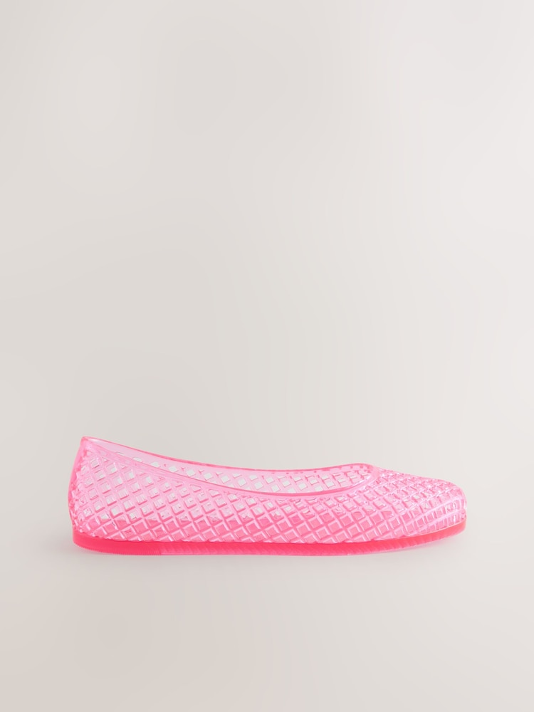 Pink Round Toe Jelly Ballerinas - Image 7 of 10