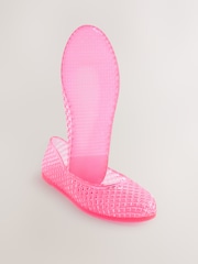 Pink Round Toe Jelly Ballerinas - Image 8 of 10