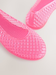 Pink Round Toe Jelly Ballerinas - Image 9 of 10