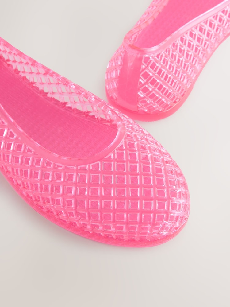 Pink Round Toe Jelly Ballerinas - Image 9 of 10