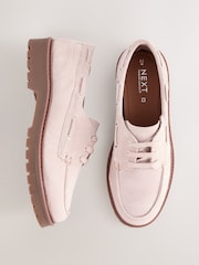 Blush Pink Standard Fit Forever Comfort® Leather Chunky Lace-Up Boat Shoes - Image 1 of 9