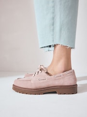 Blush Pink Standard Fit Forever Comfort® Leather Chunky Lace-Up Boat Shoes - Image 2 of 9